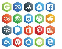 paquete de 20 íconos de redes sociales que incluye ea microsoft access css pinterest pandora vector
