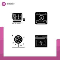 Set of 4 Modern UI Icons Symbols Signs for design help software center dinner Editable Vector Design Elements