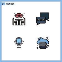 4 Universal Filledline Flat Colors Set for Web and Mobile Applications beach cloud furniture mail infrastructure Editable Vector Design Elements