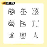 Set of 9 Modern UI Icons Symbols Signs for page data dna supermarket board Editable Vector Design Elements