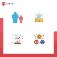 4 Thematic Vector Flat Icons and Editable Symbols of child business parental control millionaire grow Editable Vector Design Elements