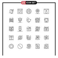 25 Universal Lines Set for Web and Mobile Applications avatar canada web location science Editable Vector Design Elements