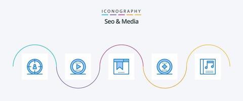 paquete de iconos de seo y media blue 5 que incluye . medios de comunicación. SEO álbum. interfaz de usuario vector