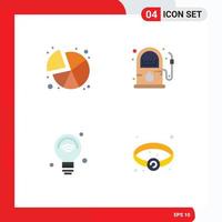 Modern Set of 4 Flat Icons and symbols such as chart internet graph gasoline iot Editable Vector Design Elements