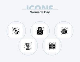 Womens Day Glyph Icon Pack 5 Icon Design. email. feminism chat. portfolio. purity. freedom vector