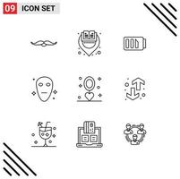 Group of 9 Outlines Signs and Symbols for event space learning galaxy simple Editable Vector Design Elements