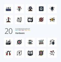 20 Hardware Line Filled Color icon Pack like headset mouse memory hardware hardware vector