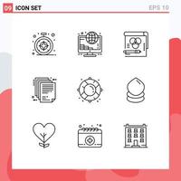 Modern Set of 9 Outlines and symbols such as buoy file card enterprise architecture deliverable Editable Vector Design Elements