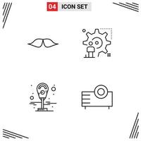 Universal Icon Symbols Group of 4 Modern Filledline Flat Colors of moustache update male user meter Editable Vector Design Elements