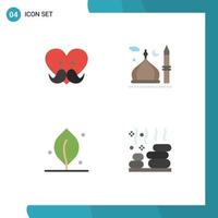 4 User Interface Flat Icon Pack of modern Signs and Symbols of dad ecology love cresent nature Editable Vector Design Elements