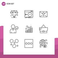 9 Thematic Vector Outlines and Editable Symbols of gains analytics massege use check Editable Vector Design Elements