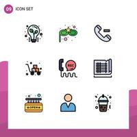 Set of 9 Modern UI Icons Symbols Signs for communication call contact shipping delivery Editable Vector Design Elements