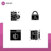 Solid Glyph Pack of 4 Universal Symbols of cigarette secure smoking ecommerce webpage Editable Vector Design Elements