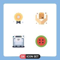 User Interface Pack of 4 Basic Flat Icons of certificate internet hands box food Editable Vector Design Elements