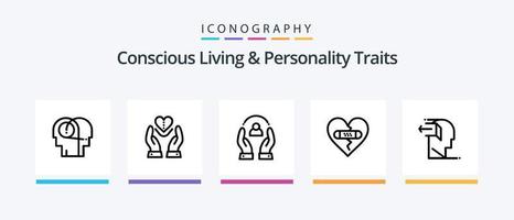 paquete de iconos de la línea 5 de rasgos de personalidad y vida consciente que incluye relieve. globo. proteccion. aire. corazón. diseño de iconos creativos vector