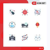 Pack of 9 Modern Flat Colors Signs and Symbols for Web Print Media such as slide projector powerpoint presentation memory multimedia environment Editable Vector Design Elements