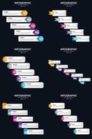 plantilla de diapositiva de presentación del paquete de infografías vectoriales 6 diagramas de ciclo de 5 pasos y líneas de tiempo vector