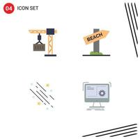 Pack of 4 Modern Flat Icons Signs and Symbols for Web Print Media such as cargo shooting star shipping travel space Editable Vector Design Elements