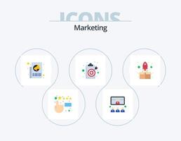 Marketing Flat Icon Pack 5 Icon Design. target. goal. ads. clipboard. press vector