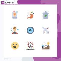 9 Universal Flat Color Signs Symbols of blocker medical cook health assistant Editable Vector Design Elements