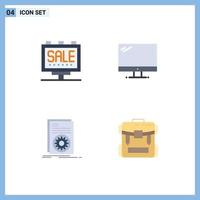 Modern Set of 4 Flat Icons Pictograph of advertising code poster device file Editable Vector Design Elements