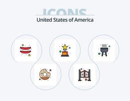 paquete de iconos llenos de línea de EE. UU. 5 diseño de iconos. acción de gracias. americano. bola. reajuste salarial. puede vector