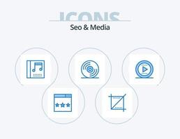 seo y media blue icon pack 5 diseño de iconos. tocar. tono. web. música. desct vector