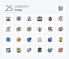 Strategy 25 Line Filled icon pack including analysis. finance. design. bag. rocket vector