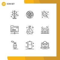 Pictogram Set of 9 Simple Outlines of server data labyrinth candy marshmallow Editable Vector Design Elements