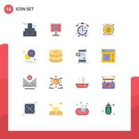 Modern Set of 16 Flat Colors Pictograph of heart target clock percentage hot Editable Pack of Creative Vector Design Elements