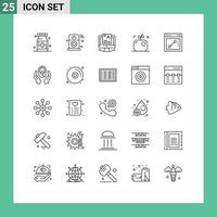 Group of 25 Lines Signs and Symbols for food apple iot cv user Editable Vector Design Elements