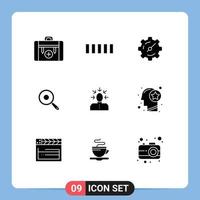 Modern Set of 9 Solid Glyphs and symbols such as criticism choice gear griddle frying Editable Vector Design Elements