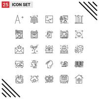 Pictogram Set of 25 Simple Lines of online attachment picture progress chart Editable Vector Design Elements