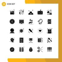 25 Universal Solid Glyphs Set for Web and Mobile Applications tree flagged finance envelope contact Editable Vector Design Elements