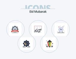 eid mubarak paquete de iconos planos 5 diseño de iconos. tipografía. Eid. Eid. decoración. estampilla vector