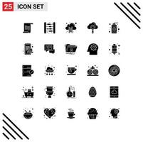 Modern Set of 25 Solid Glyphs and symbols such as graphic find cloud computing search cloud Editable Vector Design Elements