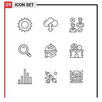 9 Universal Outline Signs Symbols of dish view group search cancel Editable Vector Design Elements