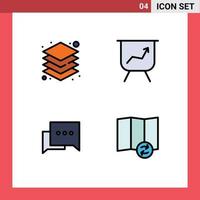 4 Creative Icons Modern Signs and Symbols of layer map design bubble synchronize Editable Vector Design Elements