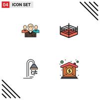Group of 4 Filledline Flat Colors Signs and Symbols for team wrestling executive person hotel Editable Vector Design Elements
