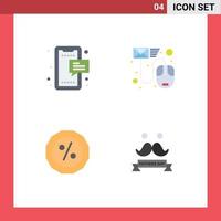 Modern Set of 4 Flat Icons Pictograph of sms mail mobile email money Editable Vector Design Elements