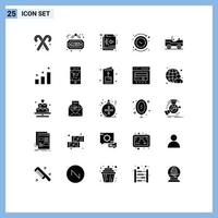 Modern Set of 25 Solid Glyphs and symbols such as vehicle time design reverse circle Editable Vector Design Elements