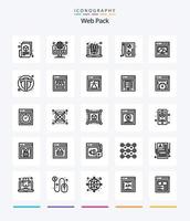 paquete web creativo 25 paquete de iconos de esquema como página. gráfico. web. navegador. ordenador portátil vector