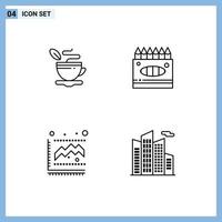 4 Thematic Vector Filledline Flat Colors and Editable Symbols of tea graph coffee arts statistics Editable Vector Design Elements