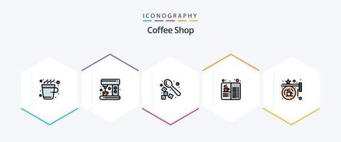 Coffee Shop 25 FilledLine icon pack including coffee. food. coffee. drink. cafe vector