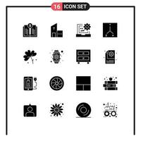 Pack of 16 Modern Solid Glyphs Signs and Symbols for Web Print Media such as anemone location monastery coordinates development Editable Vector Design Elements