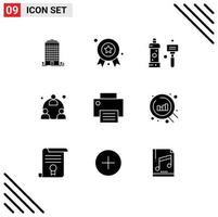 Universal Icon Symbols Group of 9 Modern Solid Glyphs of computers mlm bath marketing shower Editable Vector Design Elements