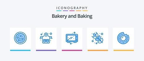 Baking Blue 5 Icon Pack Including donut. food. restaurant. baking. kitchen. Creative Icons Design vector