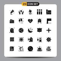 Pack of 25 creative Solid Glyphs of folder business imerican layout frame Editable Vector Design Elements