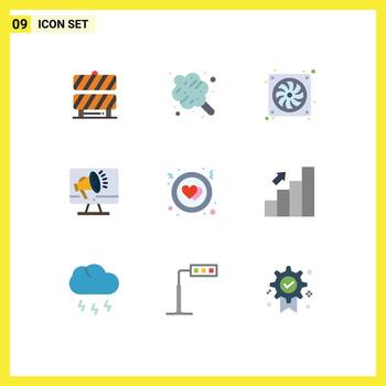 9 Universal Flat Color Signs Symbols of circle speaker casing loudspeaker speaker Editable Vector Design Elements