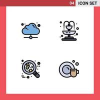 Pictogram Set of 4 Simple Filledline Flat Colors of cloud cell online fountain red Editable Vector Design Elements